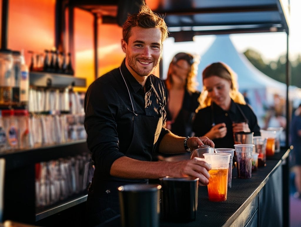 bartender working at an outdoor bar