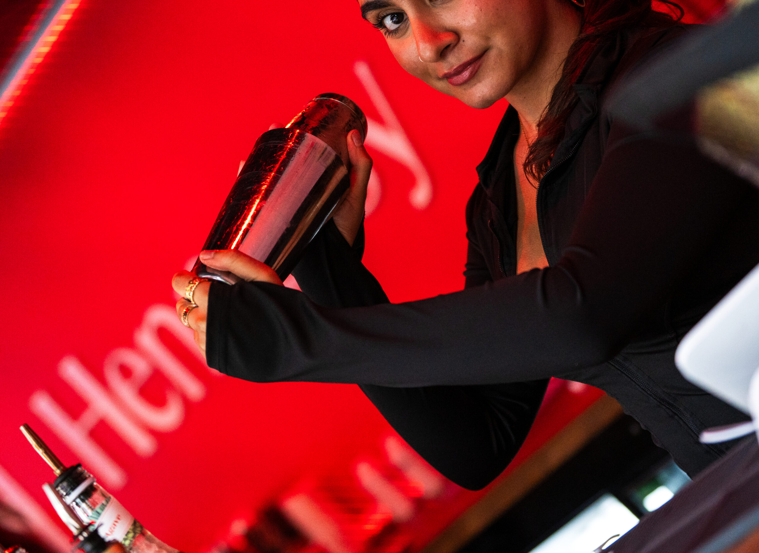 bartender working at an outdoor bar